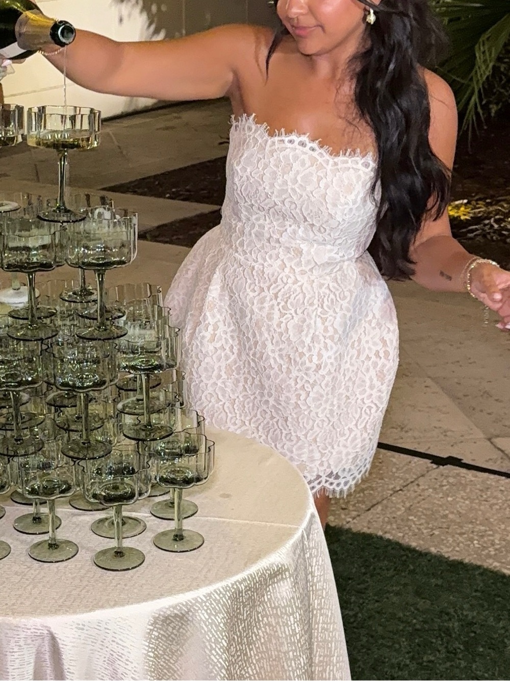 Strapless White Lace Mini Dress - Feminine Party Dress - Picture 5 of 6